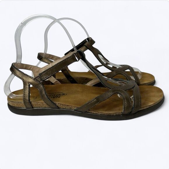 Naot Dorith Sandals Sz 39 US 8-8.5 Metallic Leather Gladiator Comfort Slingback - Picture 1 of 12